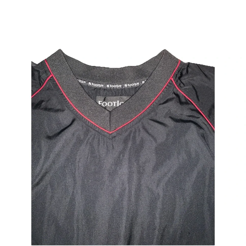 VTG FootJoy FJ Golf Pullover‎ Jacket Black Red Windbreaker Sz M Pull Over V Neck